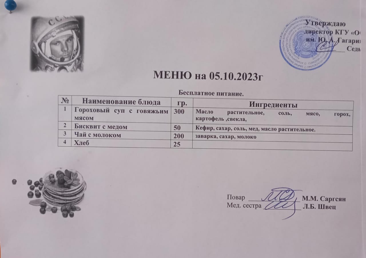 Фото контрольных блюд
